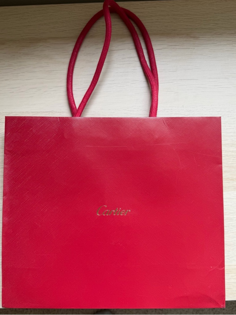 Cartier 100% Authentic Red Shopping Bag Tote 10 X 8.75 x 3.5